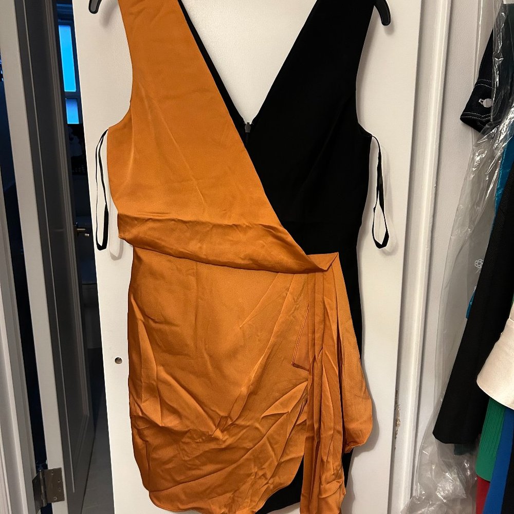 BCBG Josephine Colorblock Drape Mini Dress